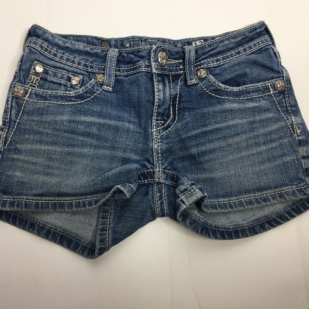 Miss me girls 12 jeweled Flap Pocket medium wash